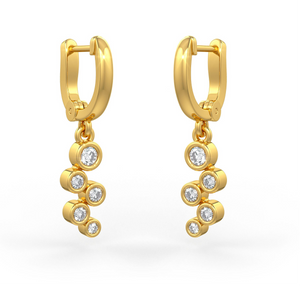 0.40ct Diamond Bubble Drop Hoops Earrings in 18ct Yellow Gold