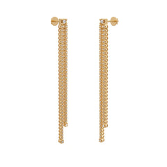 Long Drop Tennis Diamond Earrings in 18ct Yellow Gold 0.90ct