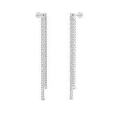 Long Drop Tennis Diamond Earrings in 18ct White Gold 0.90ct