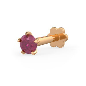 18ct Rose Gold Ruby Nose Pin Screwbacks Gemstones Piercings Stud