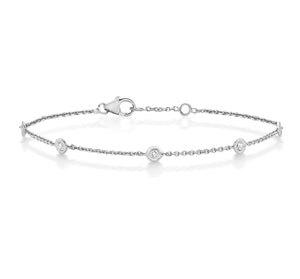 18ct White Gold 0.40ct Diamond by the yard Rubover Bracelet