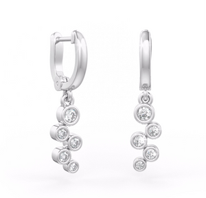 0.40ct Diamond Bubble Drop Hoops Earrings in 18ct White Gold