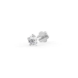 Solitaire Diamond Nose Piercing 18ct White Gold Stud Pin 0.06ct Screwback