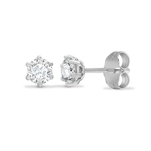 18ct White Gold 0.75ct 6 Claw Diamond Solitaire Stud Earring