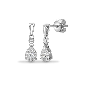 18ct White 0.38ct Diamond Pear Shape Drop Earring