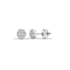 18ct White 0.50ct Diamond 7 Stone Cluster Earrings