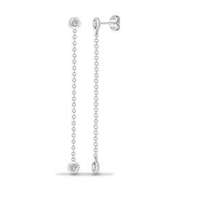 18ct White 0.16ct 2 Diamond Chain Drop Earring By The Yard