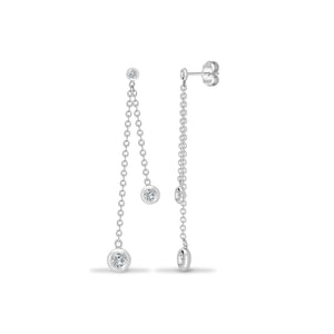 18ct White 0.30ct Diamond Double Chain Drop Earring By The Inch