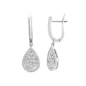 18ct White 0.80ct Diamond Cluster Pear Shape Earring