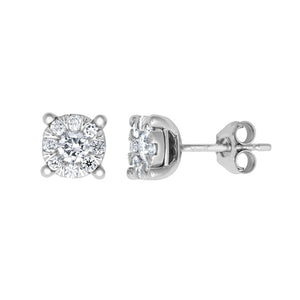 18ct White 0.66ct Diamond 7 Stone Cluster Earrings