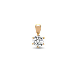 18ct Yellow Gold 75pt 6 Claw Diamond Solitaire Pendant