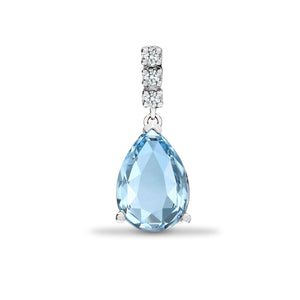 18ct White Gold Diamond And Blue Topaz Pendant