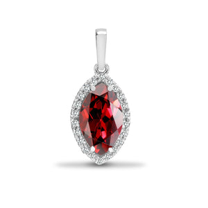 18ct White Gold Diamond And Garnet Pendant