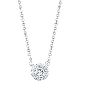 Diamond Necklace 0.33ct in 18ct White Gold set with 0.25ct Solitaire centre 0.08ct Halo