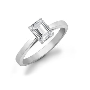 18ct White Gold 0.25ct Emerald Cut Solitaire Diamond Ring