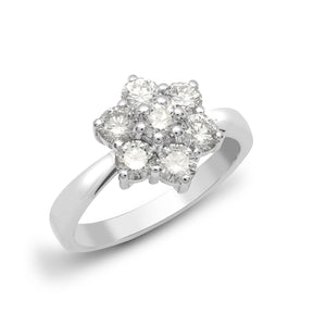 18ct White Gold 0.50ct 7 Stone Cluster Diamond Ring