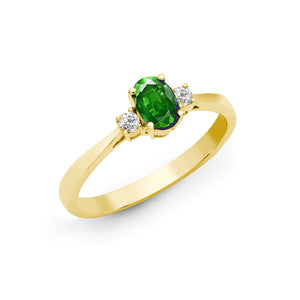 18ct Yellow Gold Diamond And Emerald And 3 Stone Ring