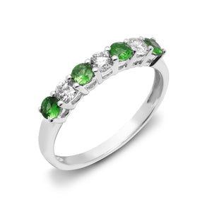 18ct White Diamond 0.33ct Emerald 0.40ct 1\2 Eternity Ring