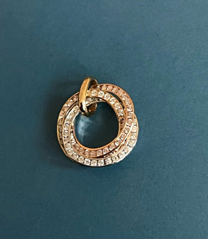 Diamond Pendant in 18ct Gold Eternity Circle of Life interlocking tricolour