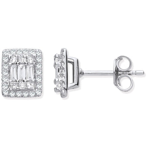 18ct WG Rectangular Studs Set with 0.50ctw Diamonds