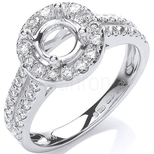 18ct White Gold 0.60ct & (0.75ct Centre) Semi-Set Mount