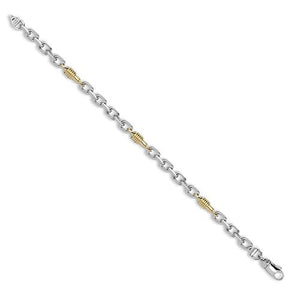 18ct White and Yellow Solid Cable and Bollard Chain Chain