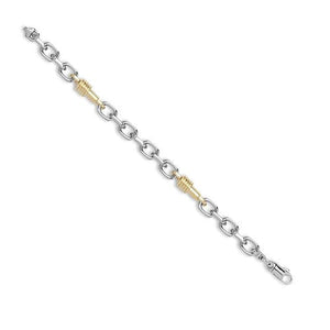 18ct White and Yellow Solid Bi Colour Cable & Bollard Chain Chain