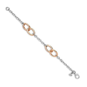 18ct White and Rose Solid Bi Colour Oval Link Chain Chain