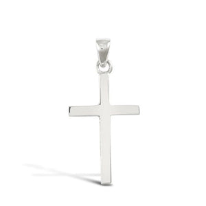 18ct White Gold Plain Solid Cross