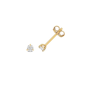 DIAMOND 3 CLAW EARRING STUDS IN 18CT GOLD