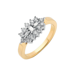 18ct Yellow Gold 0.50ctw Diamond Boat/Cluster Ring