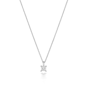 DIAMOND PRINCESS CUT NECKLACE IN 18CT WHITE GOLD