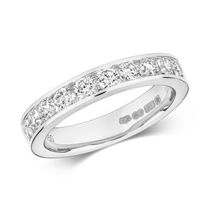 DIAMOND CHANNEL SET HALF ETERNITY RING IN 18CT WHITE GOLD