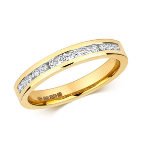 DIAMOND CHANNEL SET HALF ETERNITY RING IN 18CT GOLD