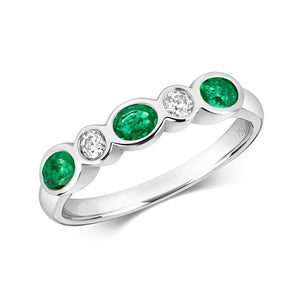 DIAMOND & EMERALD RUBOVER ETERNITY RING IN 18CT WHITE GOLD