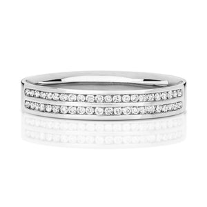 DIAMOND CHANNEL SET 2 ROW WEDDING RING IN 18CT WHITE GOLD