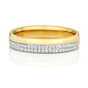 DIAMOND CLAW SET 2 ROW WEDDING RING IN 18CT GOLD