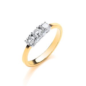 18ct Yellow Gold 0.50ctw Diamond Trilogy Ring