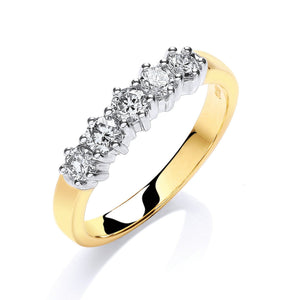 18ct Yellow Gold 0.50ctw 5 Stone Diamond Eternity Ring