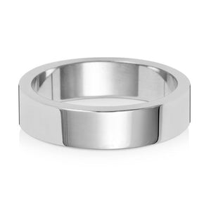 18CT WHITE GOLD 5MM FLAT FLAT HEAVY WEDDING RING