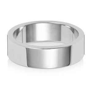 18CT WHITE GOLD 6MM FLAT FLAT LIGHT WEDDING RING