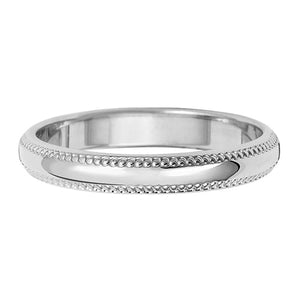 18CT WHITE GOLD 3MM MILLGRAIN HEAVY WEDDING RING