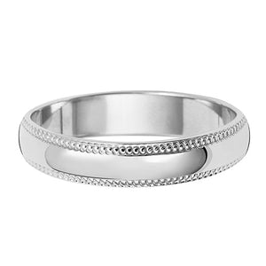 18CT WHITE GOLD 4MM MILLGRAIN HEAVY WEDDING RING